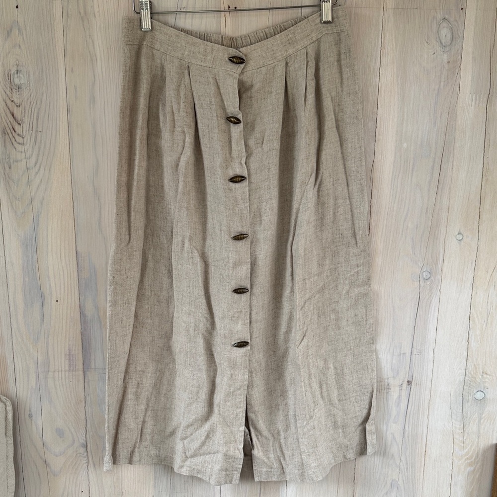 Vintage Flax Blend Skirt Size L